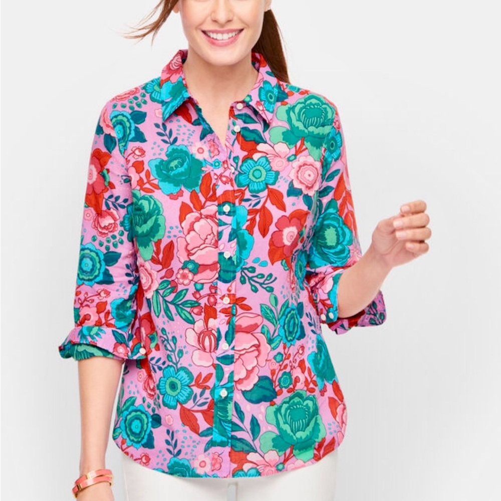 Talbots Floral Button-Down Shirt! 100% cotton! Absolutely gorgeous for Spring!